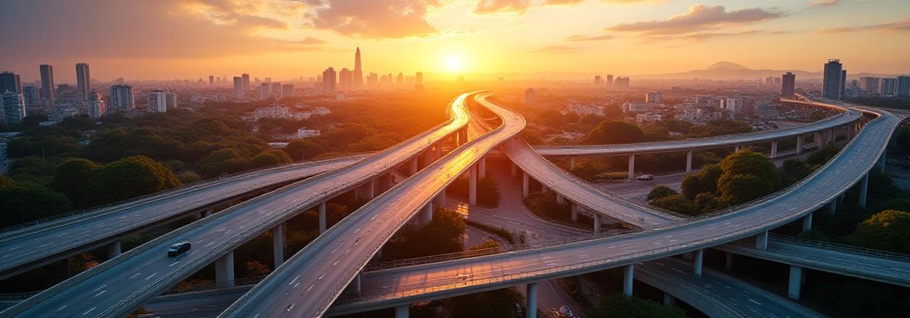 Visão aérea de uma rodovia moderna em São Paulo